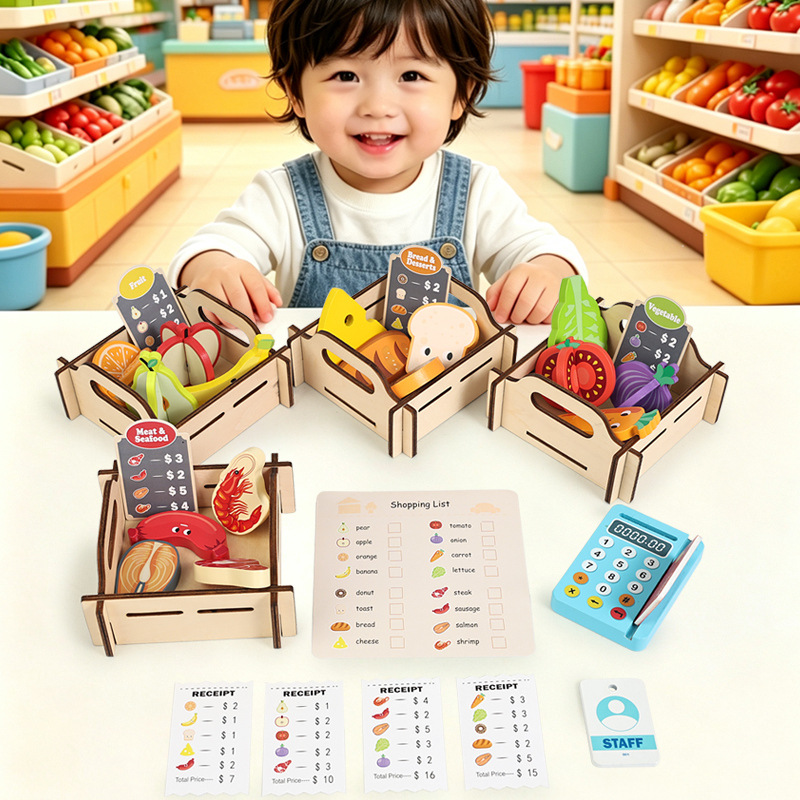 Wooden Supermarket Pretend Pla - огляд і ціна Toy Cash Register